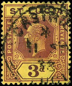 ST LUCIA Sc 84 VF/USED - 1921 3p King George V