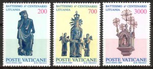 Vatican 1987 Baptism of Lithuania 600 Years Mi. 913/5 MNH