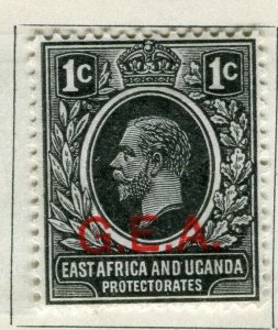 BRITISH KUT; Tanganyika 1917 early GV issue G.E.A. Optd. Mint hinged 1c. value