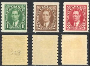 Canada SG358/70 1937 Set of 3 coil stamps M/Mint