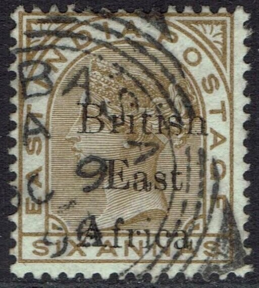 BRITISH EAST AFRICA 1895 QV INDIA OVERPRINTED 6A USED