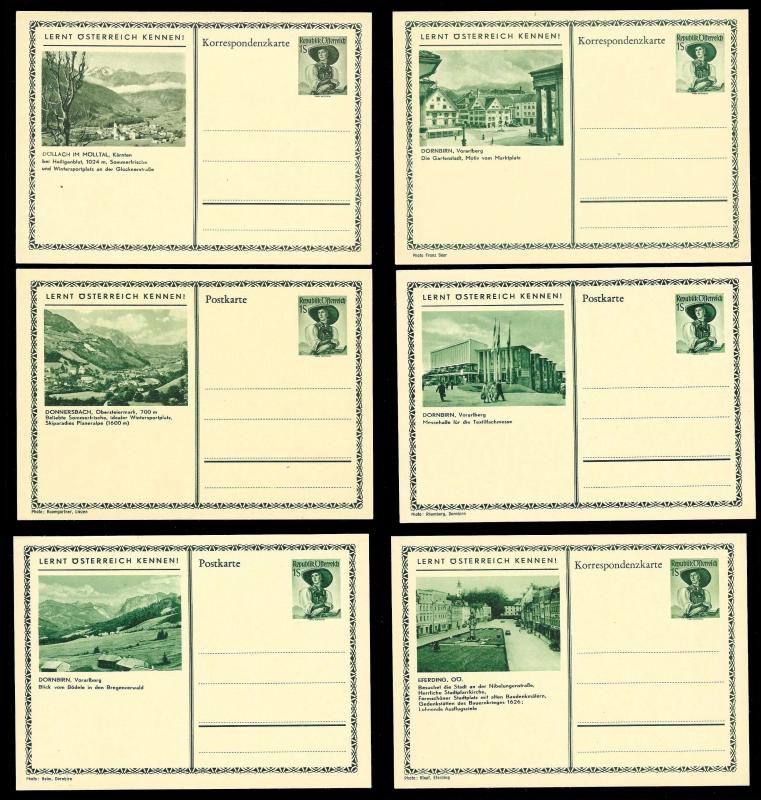 AUSTRIA (120) Scenery View Green 1 Shilling Postal Cards c1950s ALL MINT UNUSED