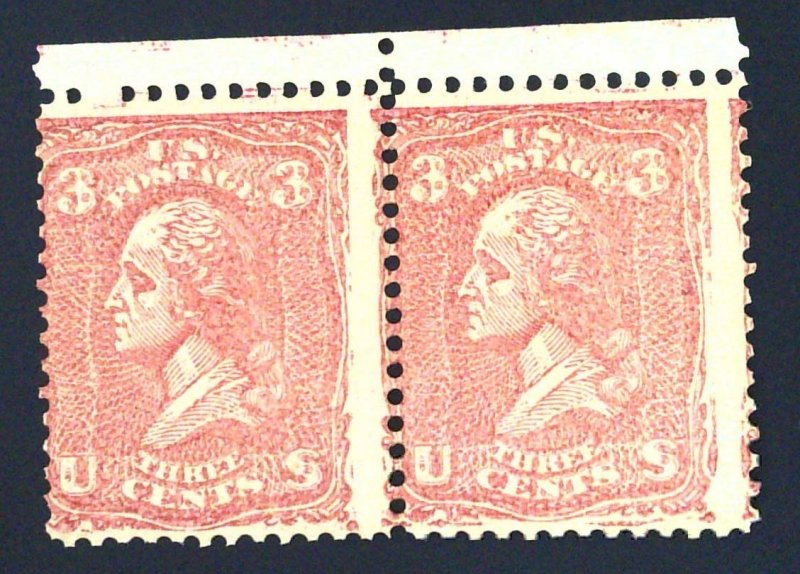 Scott #79-E25i - 3c Pale Red - Lithographic Essay - Pair - Essay