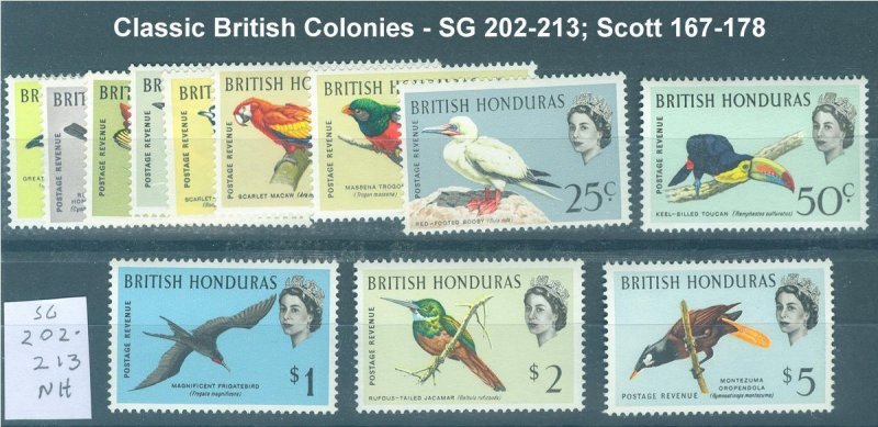 British Honduras Scott 167-178; SG 202-213 - Unused NH