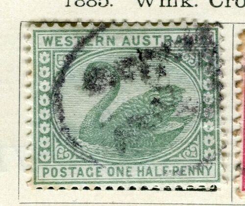 WESTERN AUSTRALIA; 1880s classic Swan Crown CA type fine used 1/2d. value 