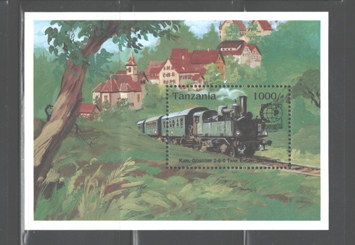 TANZANIA 1995 TRAINS  MS   #1340  MNH