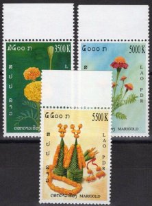 ZAYIX Laos 1630-1632 MNH Flowers Plants Nature Marigolds 100123S27