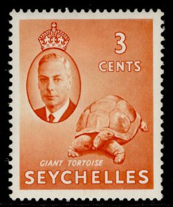 SEYCHELLES GVI SG159, 3c orange, M MINT.