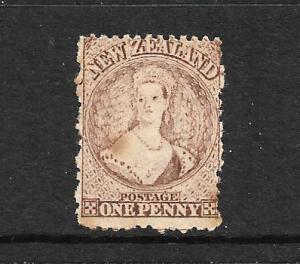 NEW ZEALAND 1873  1d  BROWN   FFQ  MLH  P12 1/2  CP A1Q5   SG 132 CHALON