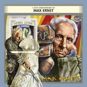 Sierra Leone 2016 MNH Max Ernst 125th Ann 1v S/S Sculptures Paintings Art Stamps 