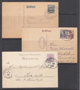 Germany, 3 different Postal Cards, all with BAHNPOST cancels, one uprated