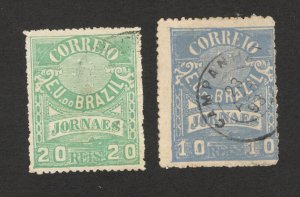 BRAZIL - 2 USED STAMPS - 1890.