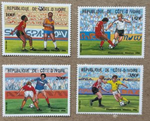 Ivory Coast 1985 World Cup Eliminations, MNH. Scott 751-754, CV $6.55