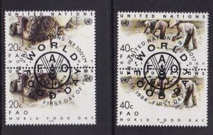 United Nations New York  #419-420  cancelled  1984 world food day in pairs