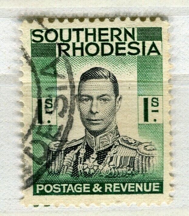 S. RHODESIA; 1937 early GVI issue fine used Shade of 1s. value