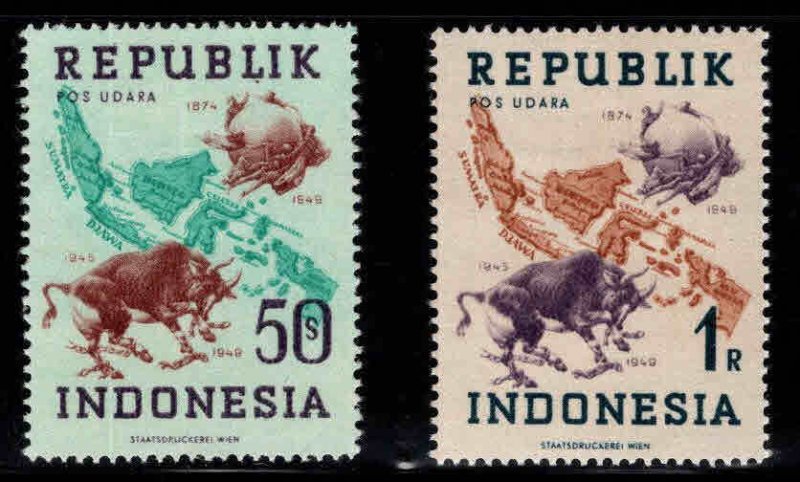 Indonesia Scott  68-69 MH* airmail stamps no watermark