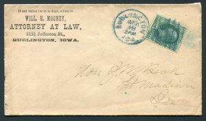 1880's Will Mooney, Attorney - Burlington, Iowa to Fort Madison, Iowa