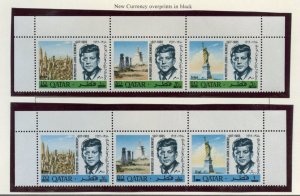 QATAR 1966 SCOTT #119/19B  JOHN F.  KENNEDY NEW CURRENCY OVPR'TS SET MINT NH