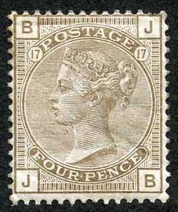 SG160 4d Brown Plate 17 MINT (crease) cat 475 pounds