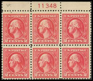 528 Mint F-VF LH Plate Block.  Pencil notes on rev