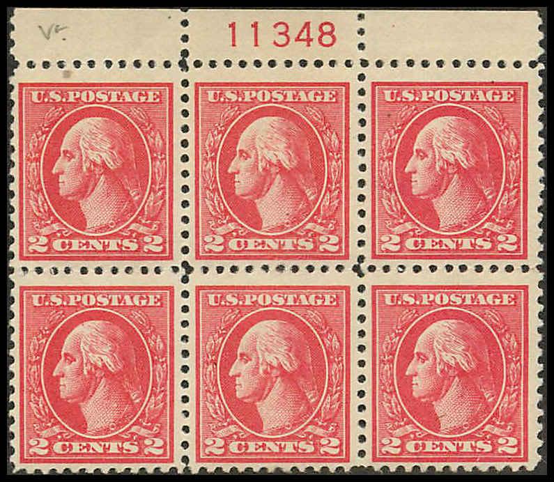 528 Mint F-VF LH Plate Block.  Pencil notes on rev