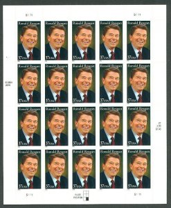 US #3897 37¢ Ronald Reagan, Sheet of 20