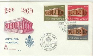 Vatican Europa 1969 Europa Building CEPT Cancels & Stamps Crest FDC CoverRf29520