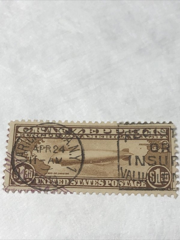 US C14 Graf Zeppelin XF-Used Varicose Station NEW YORK Cancel. Brilliant Color. 