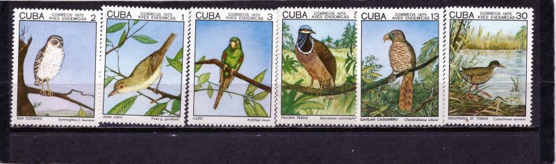 CUBA 1975 BIRDS SET OF 6 STAMPS MNH