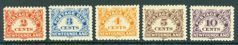 SG D2-D6 Newfoundland 1939-49. 2c-10c set less D1 1c green. Fine unmounted mint