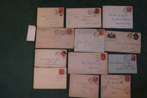 12 US covers w/numeral cancels on 267 (#2051)