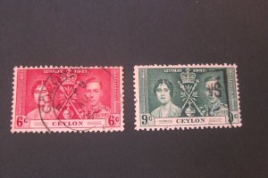 Ceylon 1937 Sc 275-76 FU