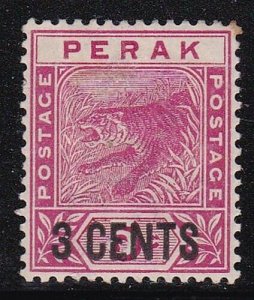 Album Treasures Malaya Perak Scott # 46   3c on 5c  Running Tiger   Mint Hinged