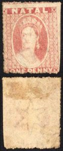 Natal SG15 1d Rose-red Wmk Star Mint  Cat 200 pounds