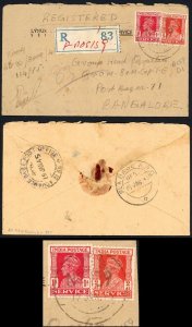 India  1945 OHMS Registered Cover