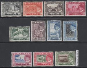 XG-AK674 MALAYA - Johore, 1960 Definitives, 11 Values SG155/65 MNH Set