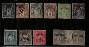 French Offices in Port Said Scott 1-7, 9, 12 and #3 gutter pair Used [TH1122]