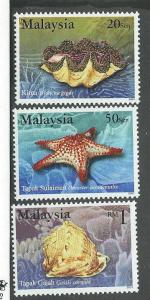 Malaysia  #852-854 Marine Life (MNH) CV $2.50