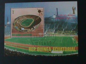 ​EQUARTORIAL GUINEA-1978 WORLD CUP SOCCER-ARGENTINA'78-CTO -IMPERF-S/S VF