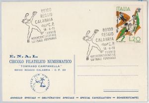 BASEBALL -  POSTAL HISTORY - ITALY Reggio Calabria special postmark on CARD 1972