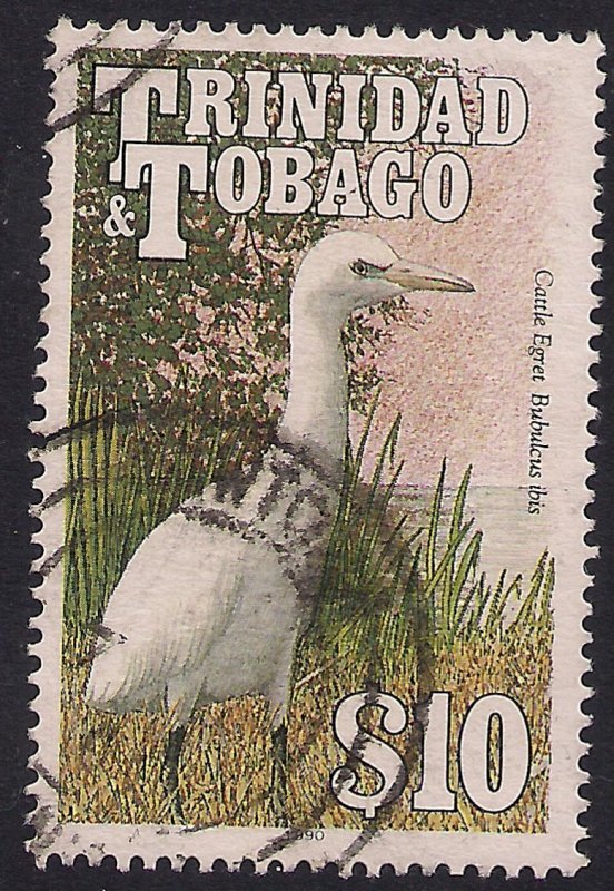 Trinidad & Tobago 1990 QE2 $10 Birds Cattle Egret used SG 845 ( L1104 )