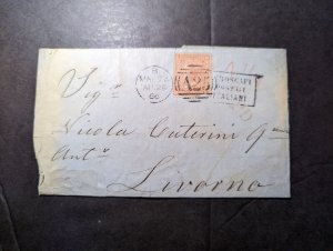 1866 Early Malta Cover to Livorno Italy via Messina Z33 SG Italian Cachet