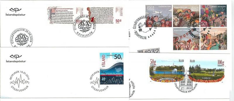 58168  ISLAND Iceland - POSTAL HISTORY: 2014 set of 12 FDC COVERS - BIRDS  Music