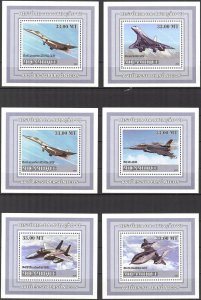 {412} Mozambique 2009 History of Aviation VI Airplanes 6 S/S Deluxe MNH**