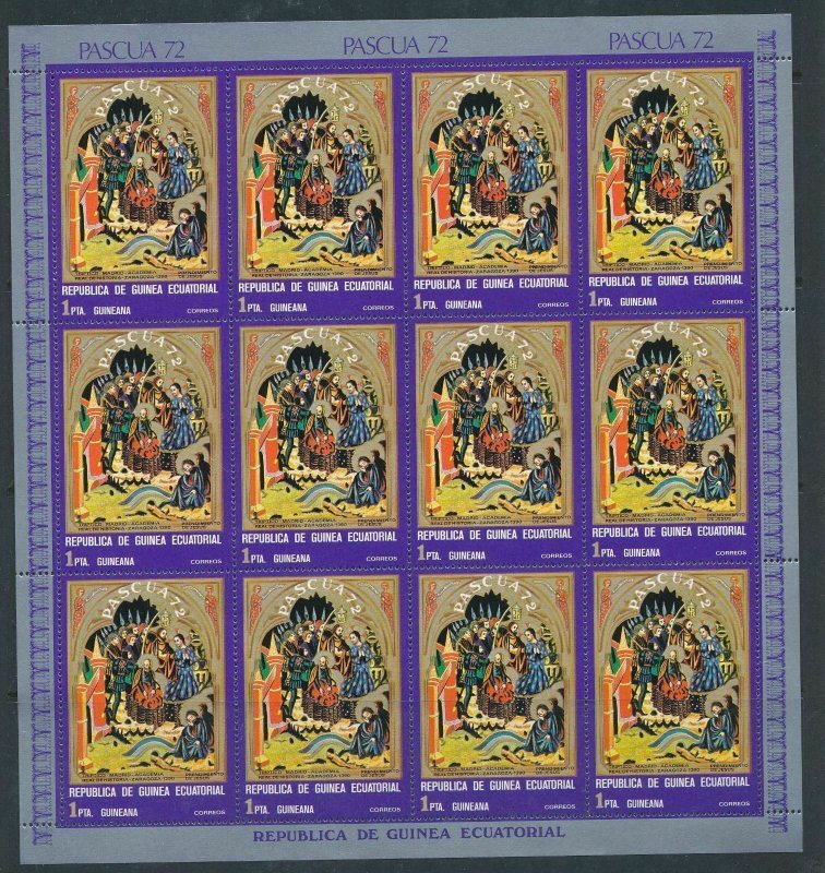 Guinea Ecuatorial 1972 PASCUA Religion Art MNH x 7 Sheets(84 Stamps)GU15