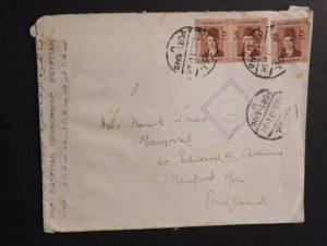 1950 Censored Cover Egypt Port Said to Newport England