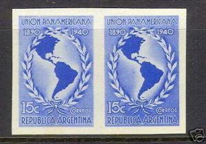 Argentina #473 XF Mint Imperf Pair