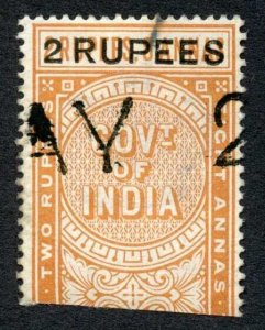 India Telegraph SGT52 2r on 2r8a orange Cat 10 pounds Calcutta Cancel