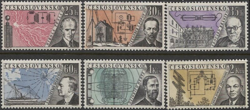 CZECHOSLOVAKIA 1959 Sc 949-954 Set of 6, MNH VF Inventers - Radio & Telegraphy