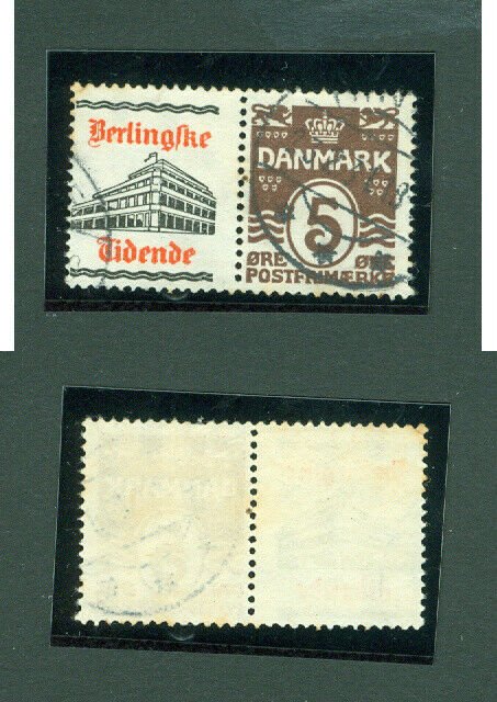 Denmark. Stamp 1931. Pair 5 Ore Brown, Advertising Berlingske Tidende. Newspa.